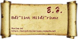 Bálint Hiláriusz névjegykártya